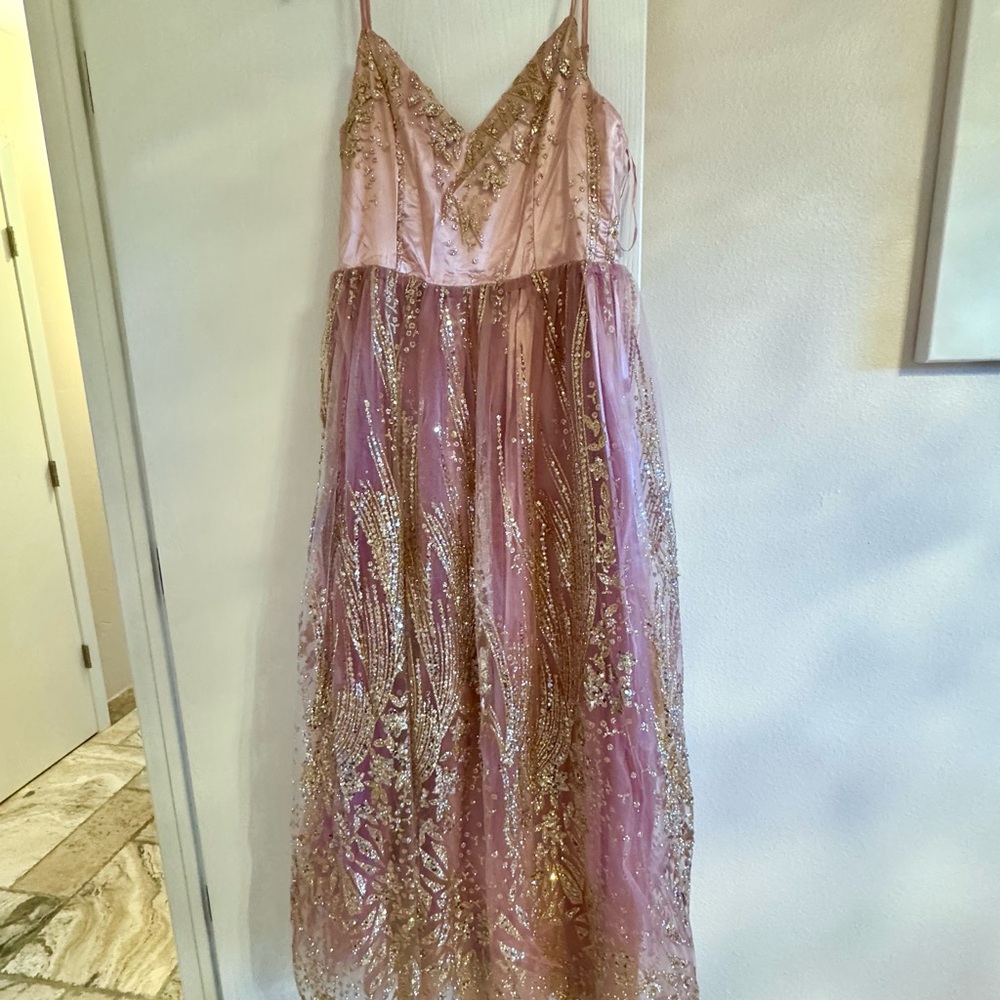 Pink and Gold Sequin Gown